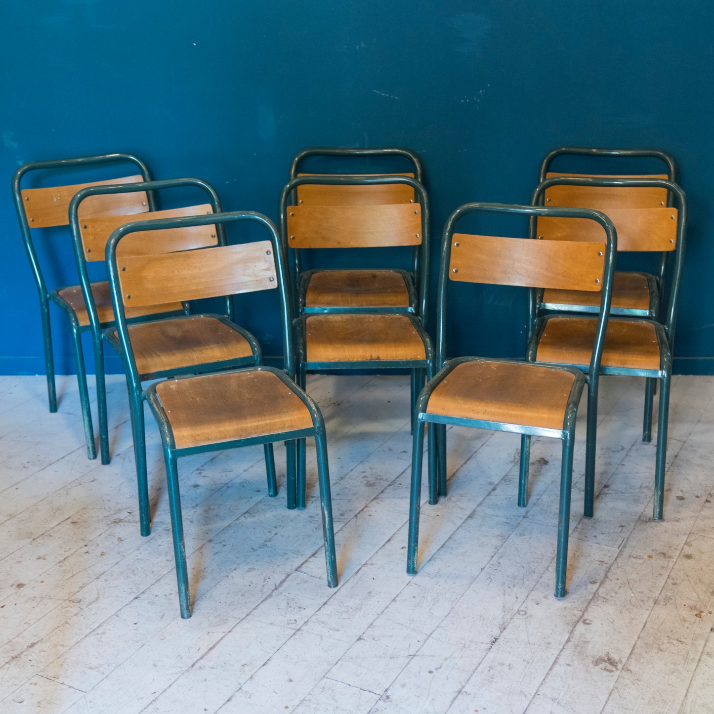 Sedia Scolastica Vintage Industriale – Francia Anni ’50/’60 in Legno e Metallo