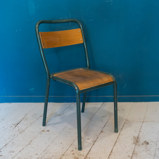 Sedia Scolastica Vintage Industriale – Francia Anni ’50/’60 in Legno e Metallo
