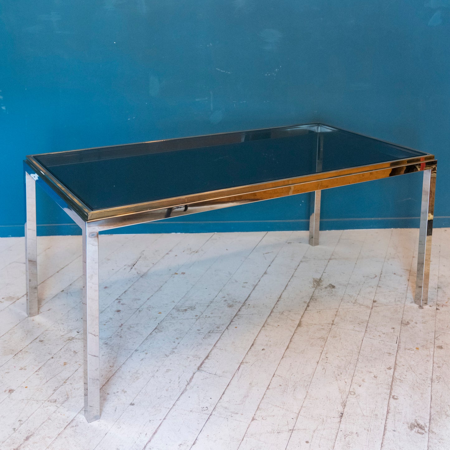 Tavolo Romeo Rega in Acciaio Cromato e Vetro Fumé – Design Italiano Anni '70