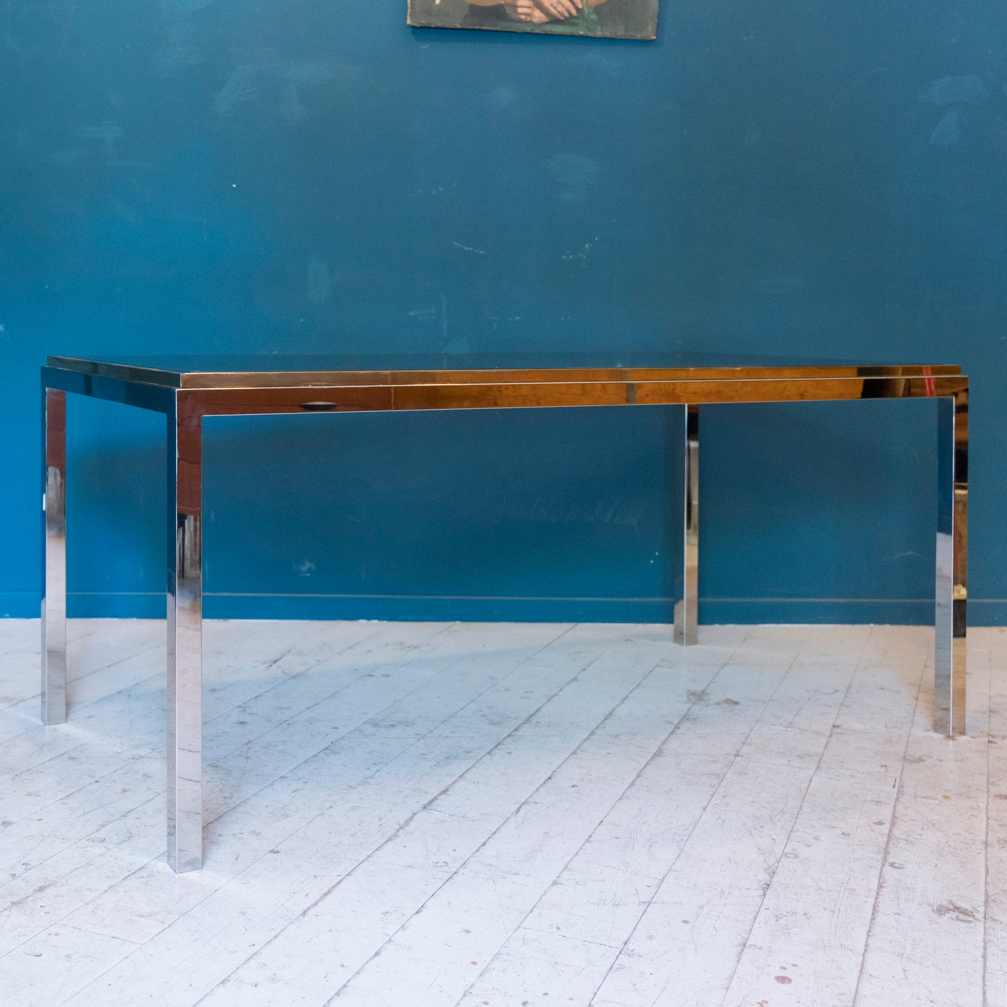 Tavolo Romeo Rega in Acciaio Cromato e Vetro Fumé – Design Italiano Anni '70